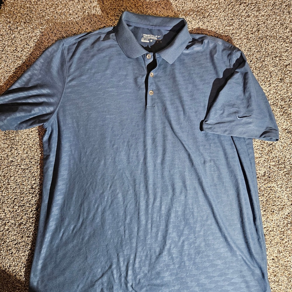 Nike Golf Men's XL Tour Performance Dri-Fit Polo Shirt Blue Patterned 508329-459